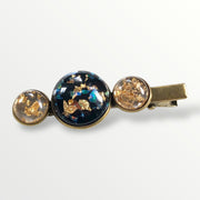 Hairclip cabochon gold flakes - zwart
