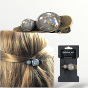 Hairclip cabochon grijs/goud