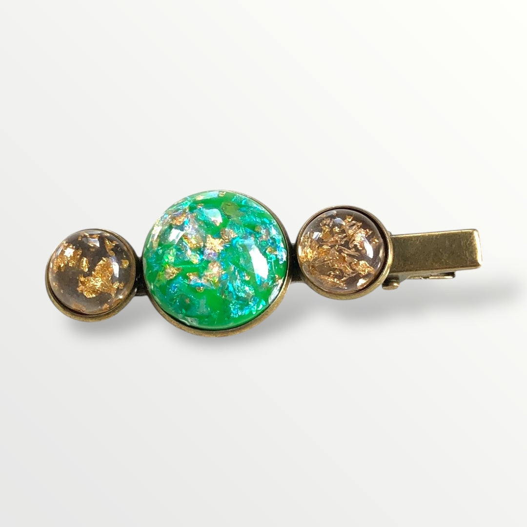 Hairclip cabochon groen/gold