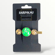 Hairclip cabochon groen/gold