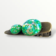 Hairclip cabochon groen/goud