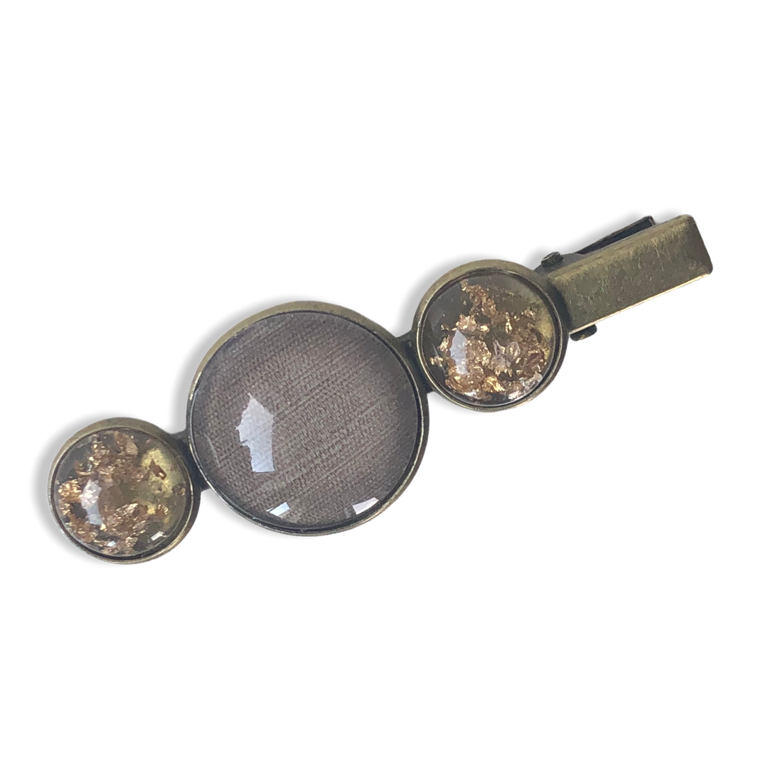 Hairclip cabochon taupe/ glossy