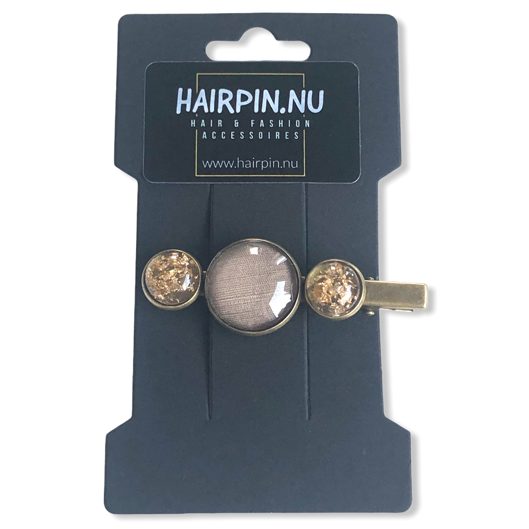 Hairclip cabochon taupe/ glossy