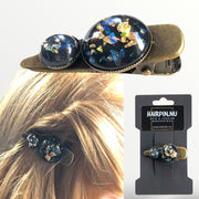 Hairclip cabochon zwart/goud