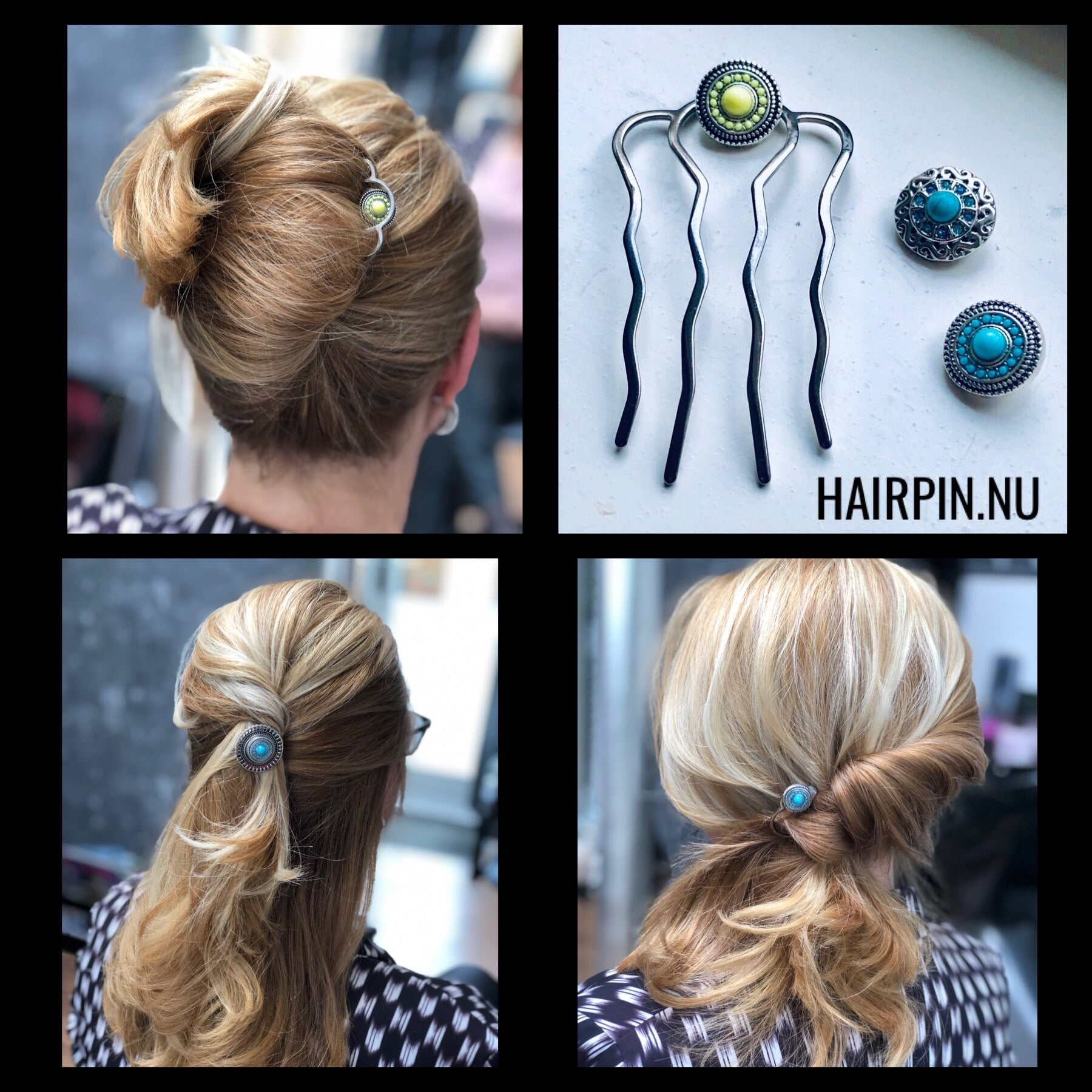 Hairfork - hairaccessories - hairpin incl. 3 gratis buttons naar keuze
