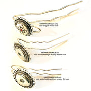 Hairfork leaf - hairaccessories - incl. 3 gratis buttons naar keuze - mini (6cm haak)