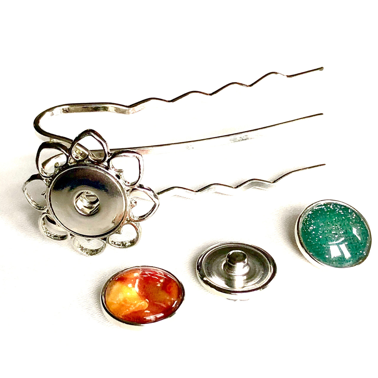 Hairfork love - hairaccessories - incl. 3 gratis buttons naar keuze - fork (10cm 3-poothaak)