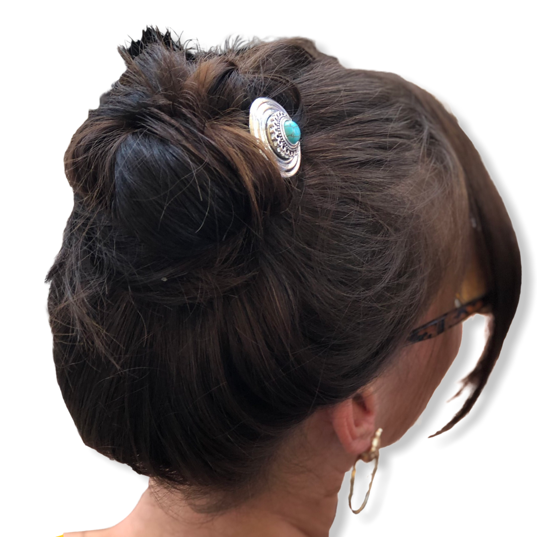 Hairfork plate - hairaccessories - incl. 3 gratis buttons naar keuze - long (11cm haak)