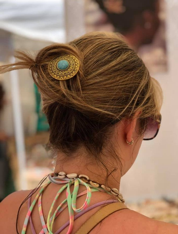 Hairpin de ibiza antic zilver-turkoois