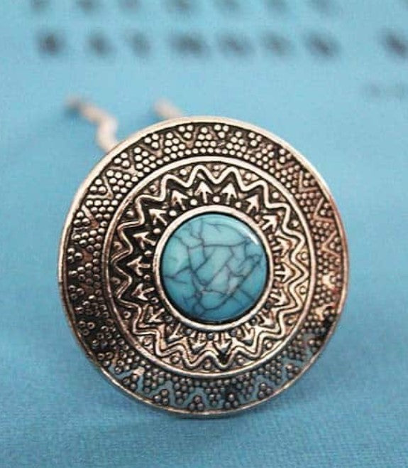 Hairpin de ibiza antic zilver-turkoois