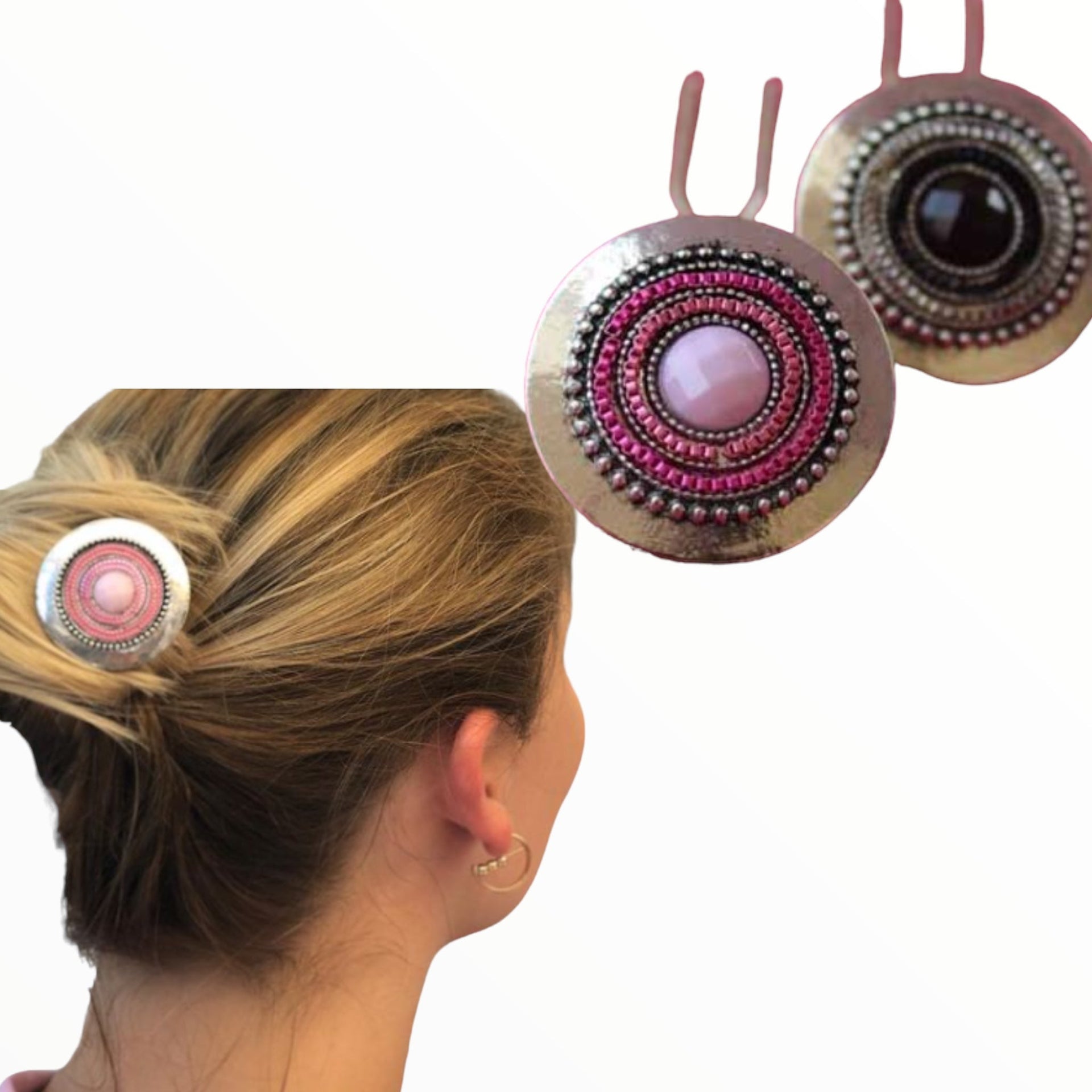 Hairpin de ibiza chloe zilver-roze