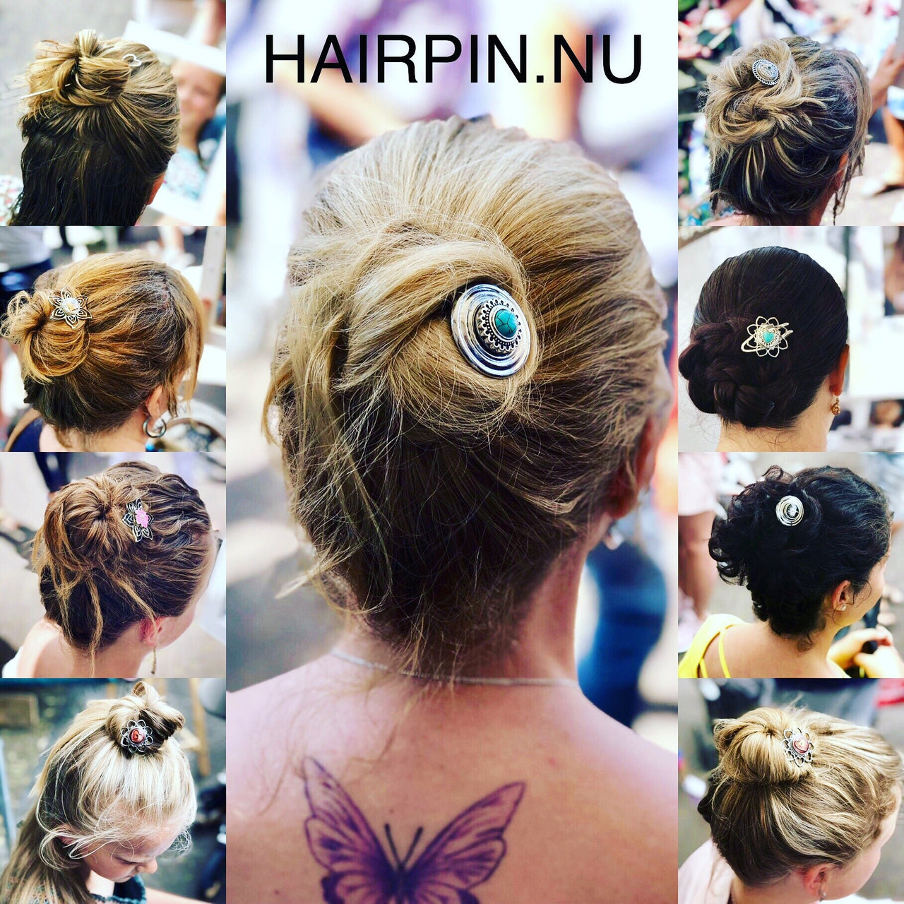 Hairpin de ibiza flower - incl. 3 gratis clickbuttons naar keuze - hairpin