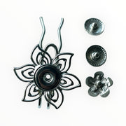 Hairpin de ibiza flower - incl. 3 gratis clickbuttons naar keuze - short (9cm haak) - hairpin
