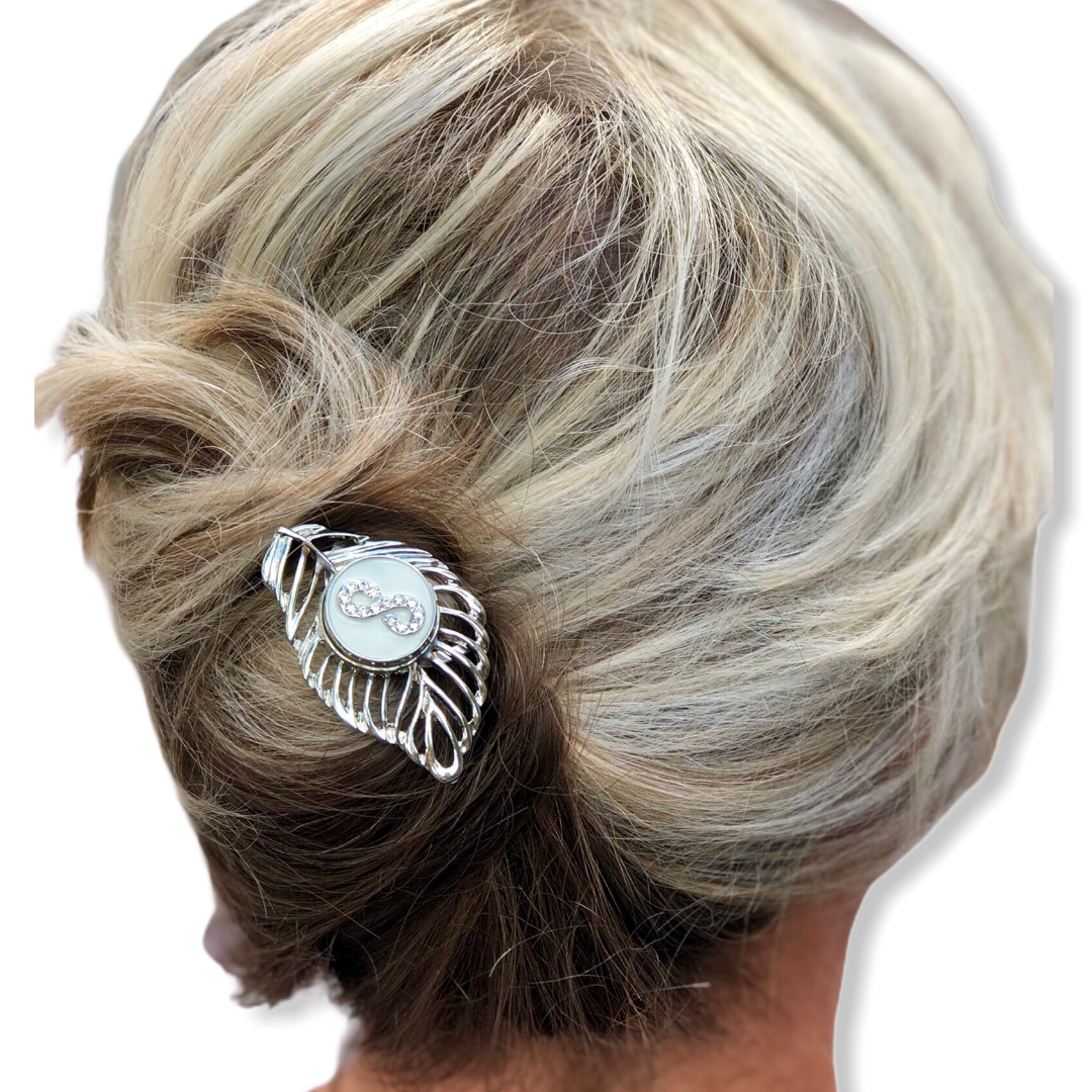 Hairpin de ibiza leaf - incl. 3 gratis clickbuttons naar keuze - hairpin