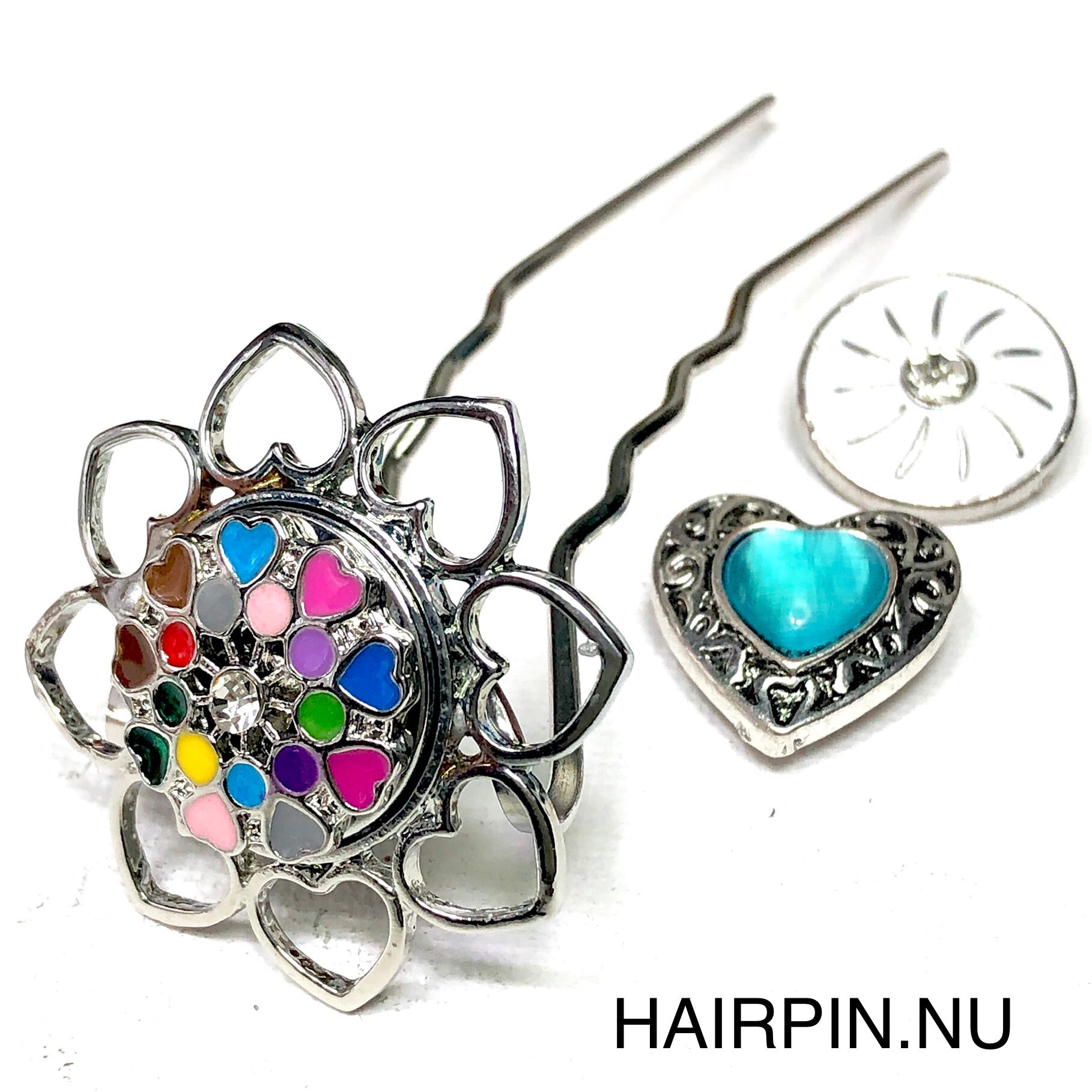 Hairpin de ibiza love - incl. 3 gratis clickbuttons naar keuze - hairpin
