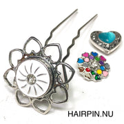 Hairpin de ibiza love - incl. 3 gratis clickbuttons naar keuze - hairpin