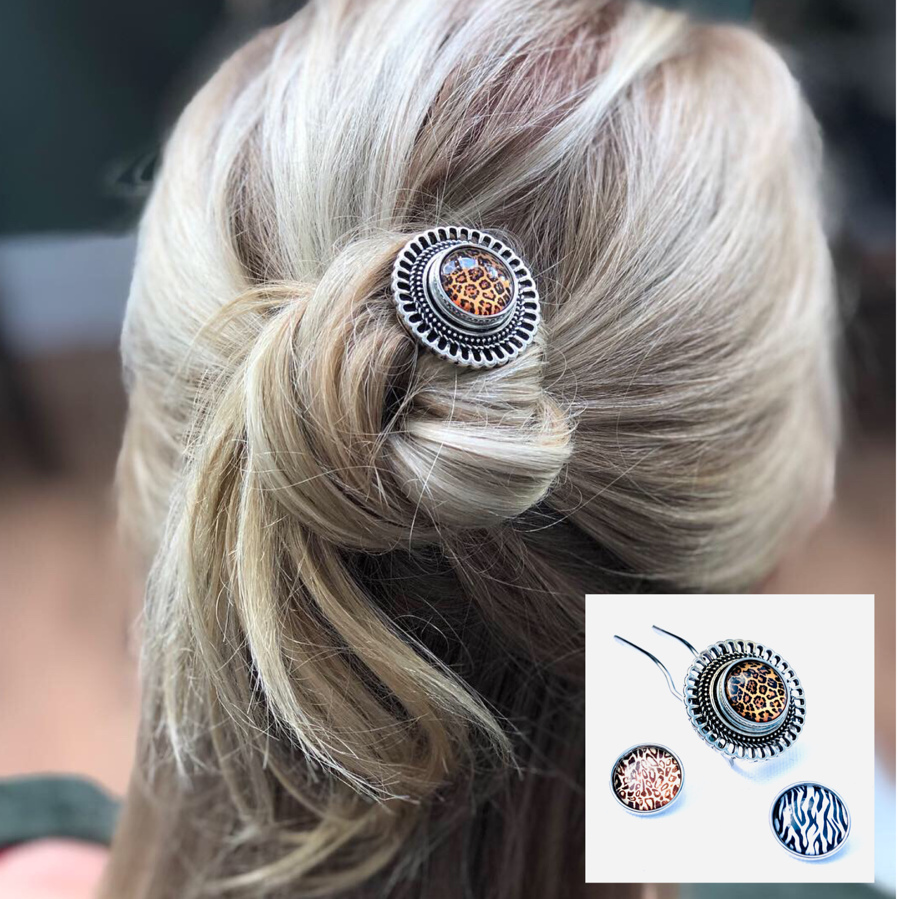Hairpin de ibiza round - incl. 3 gratis buttons naar keuze - hairpin