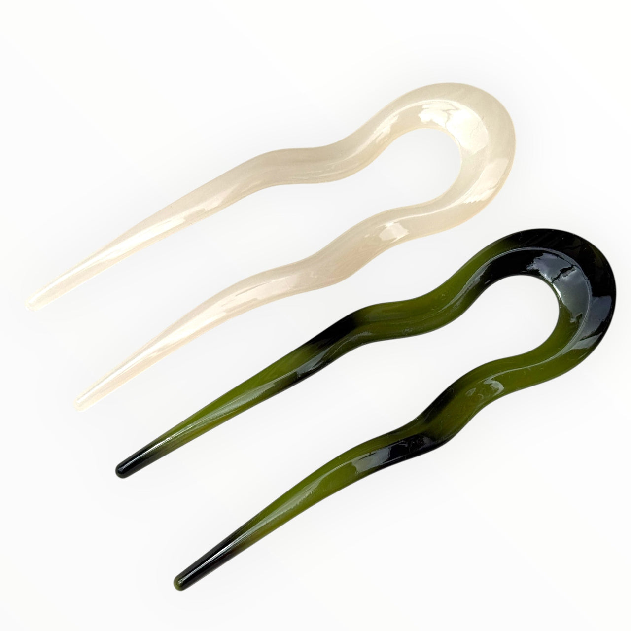 Hairpin easy fit set groen-ivoor 2 stuks ideale haarspelden voor langer haar! - hairpin