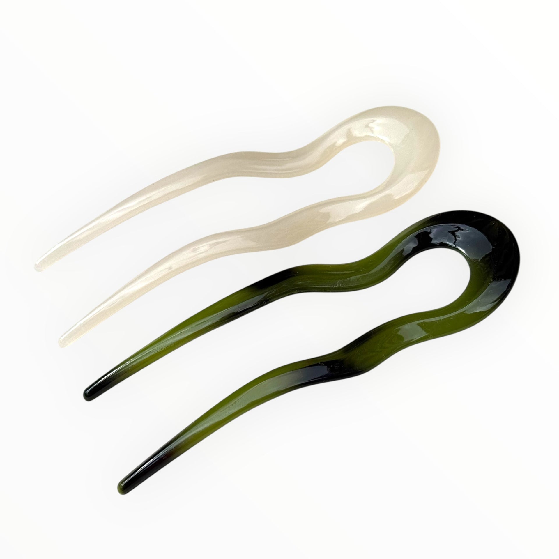 Hairpin easy fit set groen-ivoor 2 stuks ideale haarspelden voor langer haar! - hairpin
