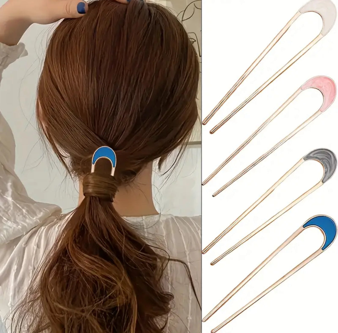 Hairpin easy set grijs-roze voor een perfect opsteekkapsel - hairpin