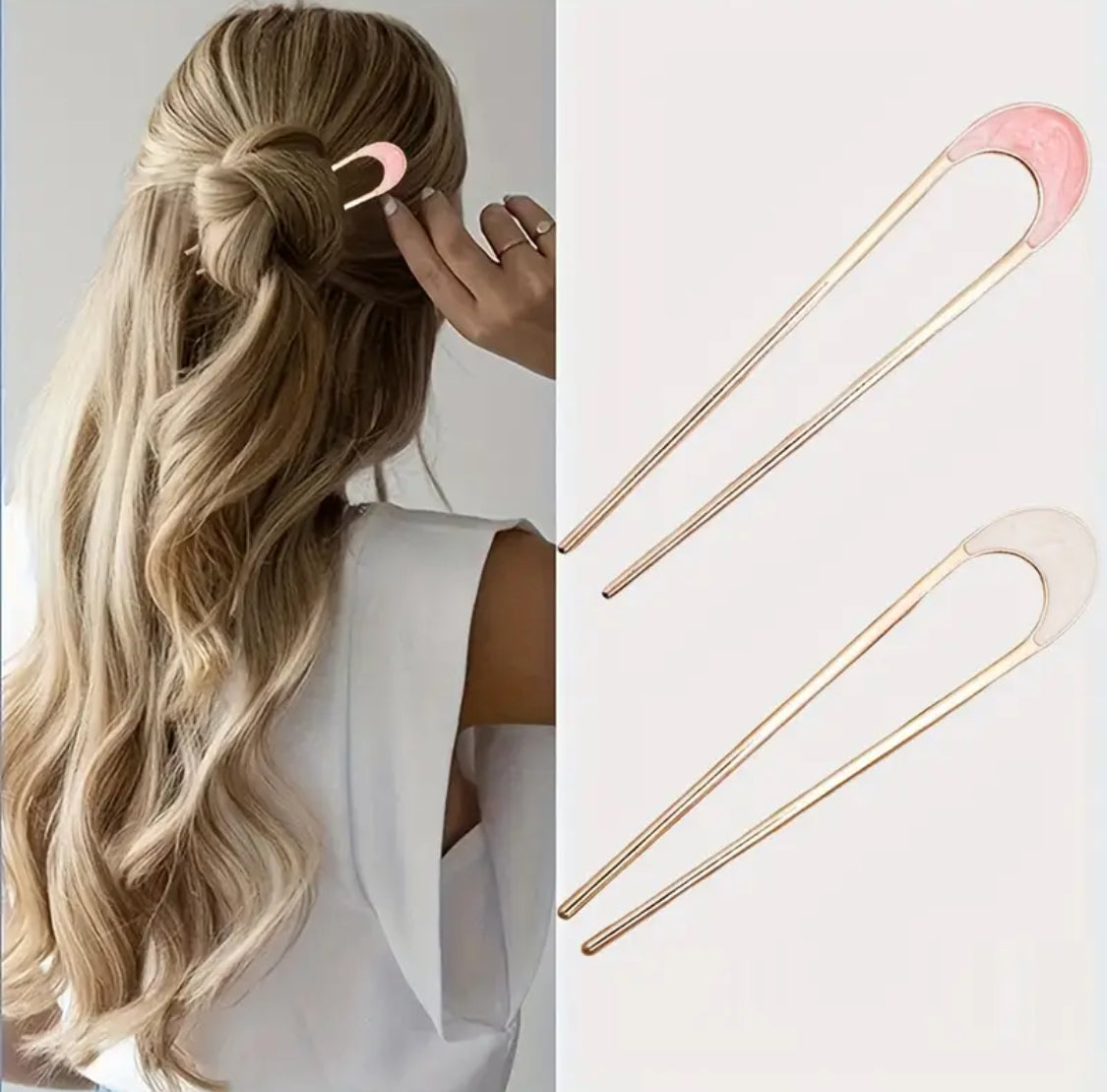 Hairpin Easy set grijs-roze voor een perfect opsteekkapsel