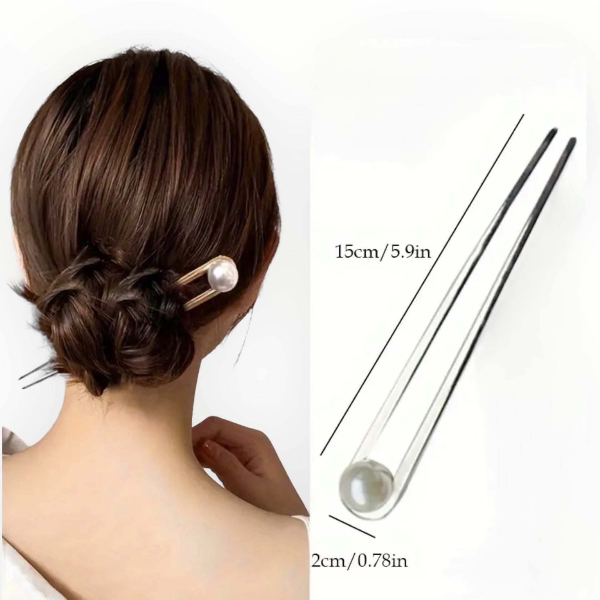 Hairpin hairstick easy pearl - de ideale haarspeld voor lang haar! - zilver - hairpin