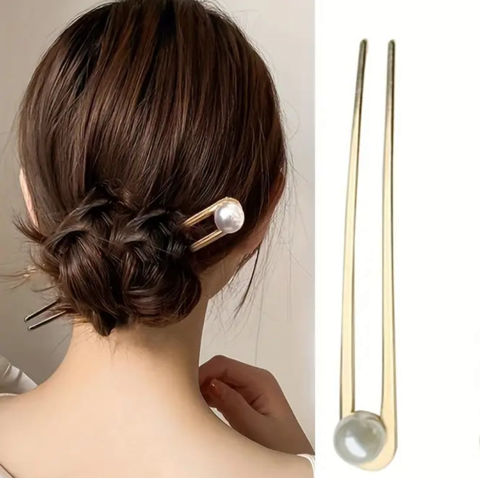 Hairpin hairstick easy pearl - de ideale haarspeld voor lang haar! - goud - hairpin