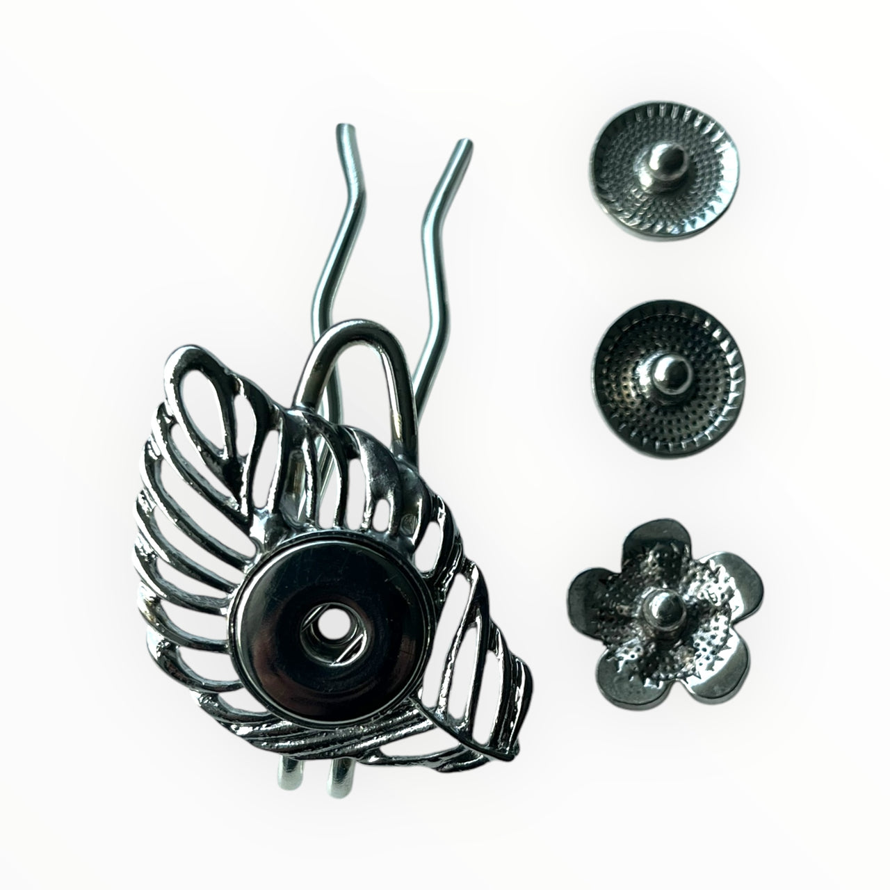 Hairpin short Leaf - HAIRACCESSOIRE - incl. 3 gratis clickbuttons naar keuze