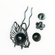 Hairpin long leaf - incl. 3 gratis clickbuttons naar keuze - long (11cm haak) - hairpin