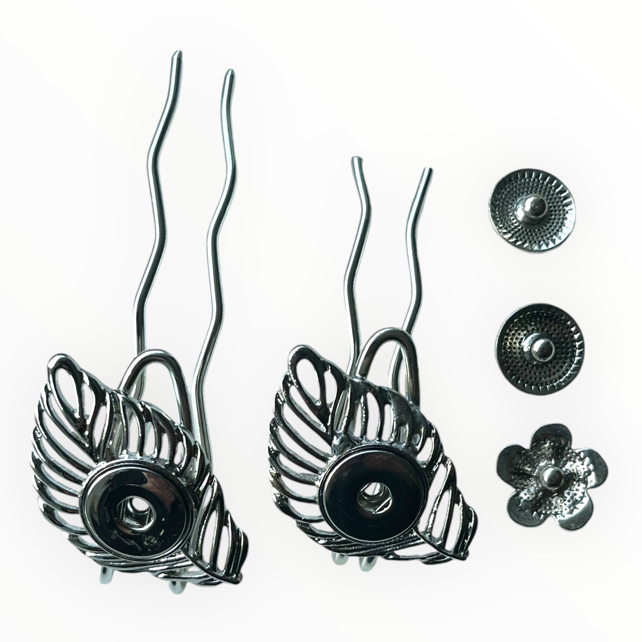 Hairpin long leaf - incl. 3 gratis clickbuttons naar keuze - hairpin