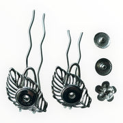 Hairpin long leaf - incl. 3 gratis clickbuttons naar keuze - hairpin