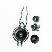 Hairpin long round- hairaccessoire - haarpin incl. 3 gratis clickbuttons naar keuze - haarspelden