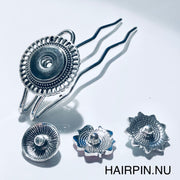 Hairpin long round- hairaccessoire - haarpin incl. 3 gratis clickbuttons naar keuze - long (11 cm haak) - haarspelden