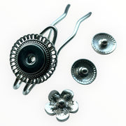 Hairpin long round- hairaccessoire - haarpin incl. 3 gratis clickbuttons naar keuze - short (9 cm haak) - haarspelden
