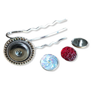 Hairpin long round- hairaccessoire - haarpin incl. 3 gratis clickbuttons naar keuze - fork (10 cm haak) - haarspelden