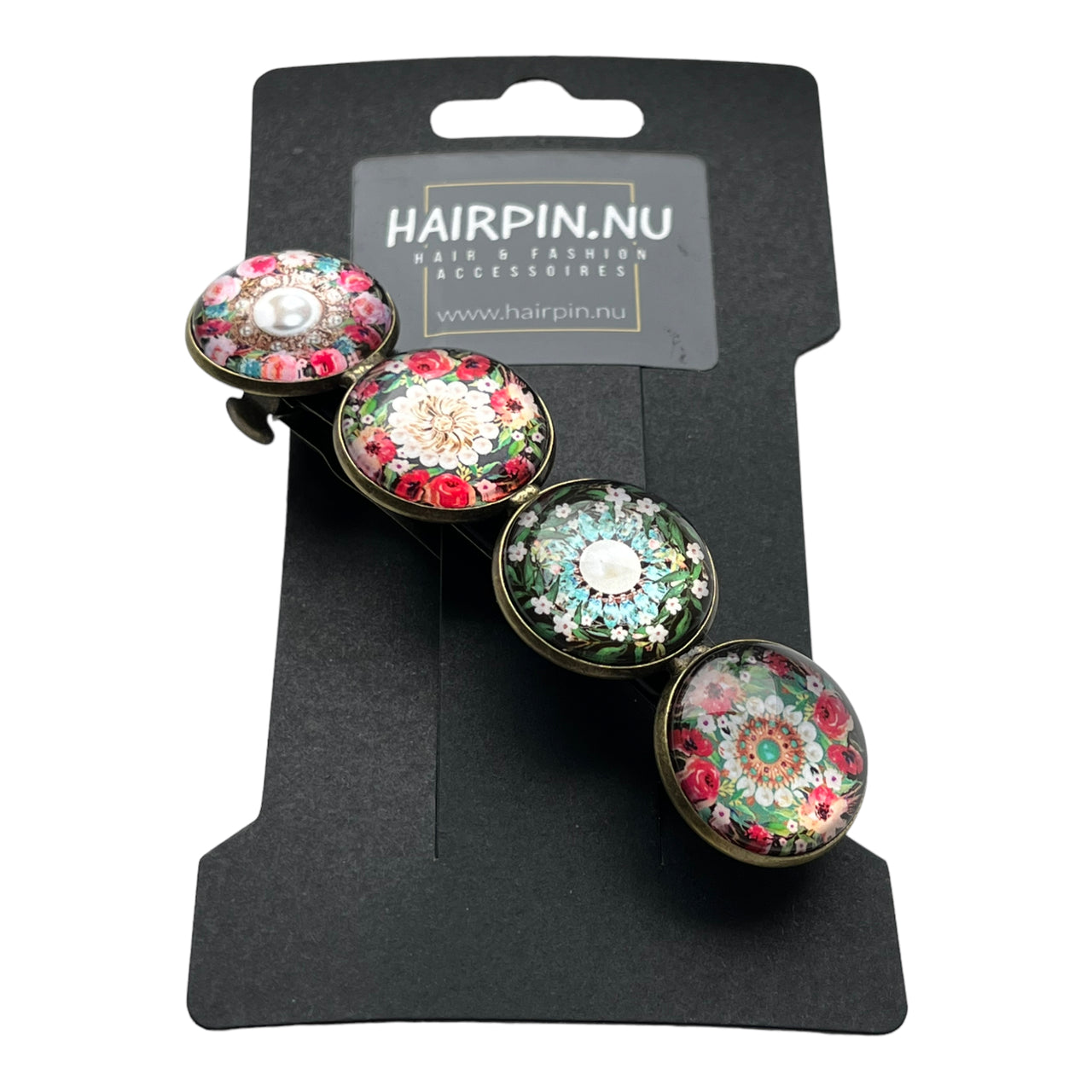 Hairclip XL glas cabochon haarspeld print 0170