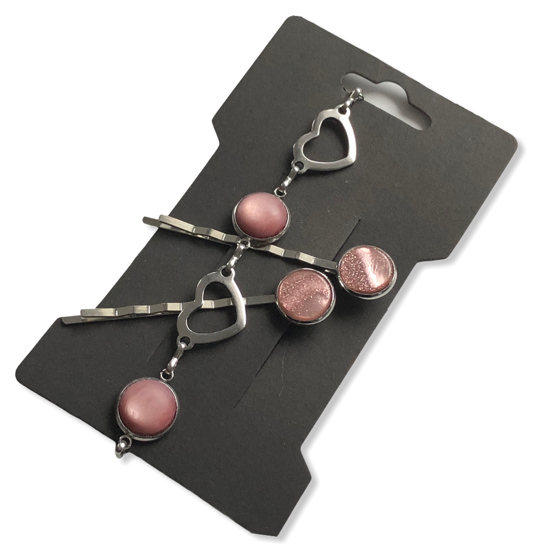 Kadoset armband cabochon love en 2 haarspeldjes