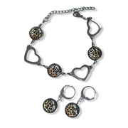 Kadoset armband oorbellen cabochon en 1 color hairclip - zonder haarspeld