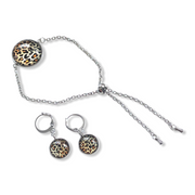 Kadoset armband oorbellen cabochon tijgerprint