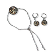 Kadoset armband oorbellen cabochon tijgerprint