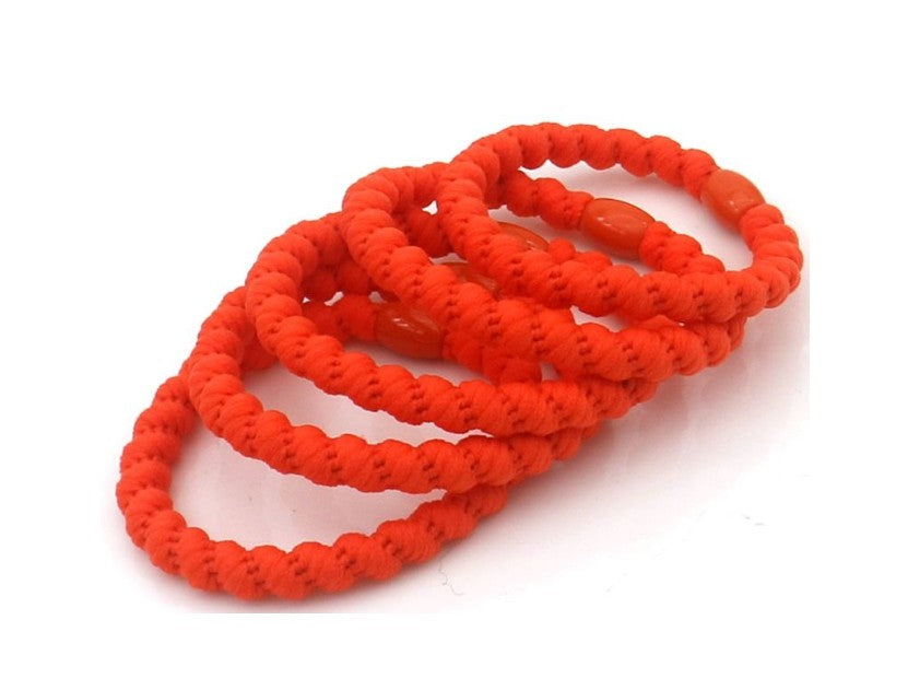 Haarelastiekjes - Armbandjes soft summer Knekkies 5 stuks donkeroranje