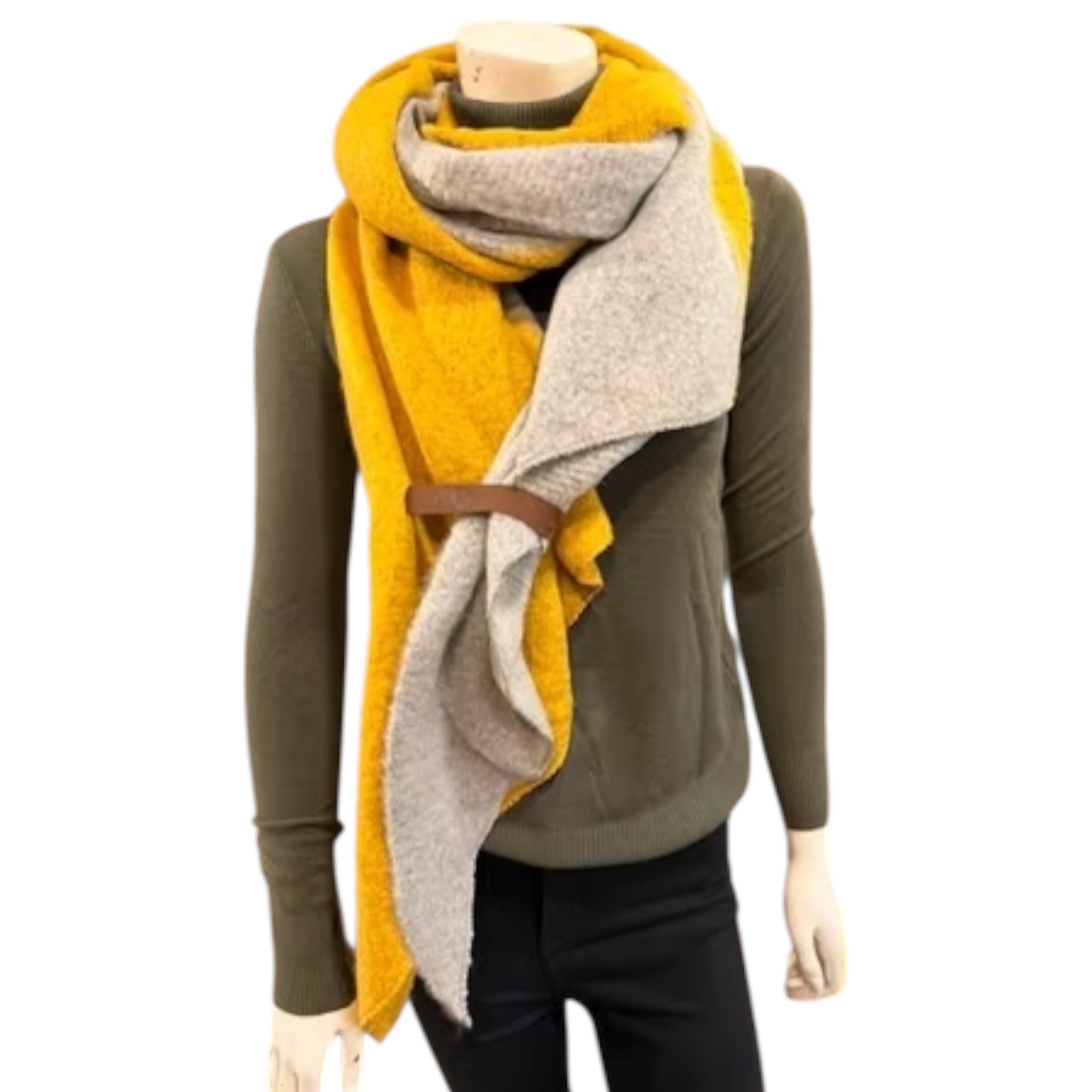 Lot83 sjaal fem twin oker/grijs - sjaals