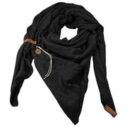 Lot83 sjaal nina zwart met bruin leren label - shawls