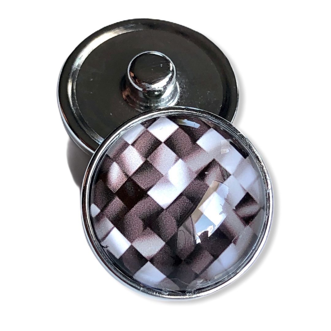 Metal hairpin click / chunk button 0145 - grijs/zwart/bruin/wit - buttons