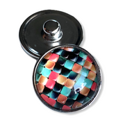 Metal hairpin click / chunk button 0145 - groen/zwart/oranje - buttons