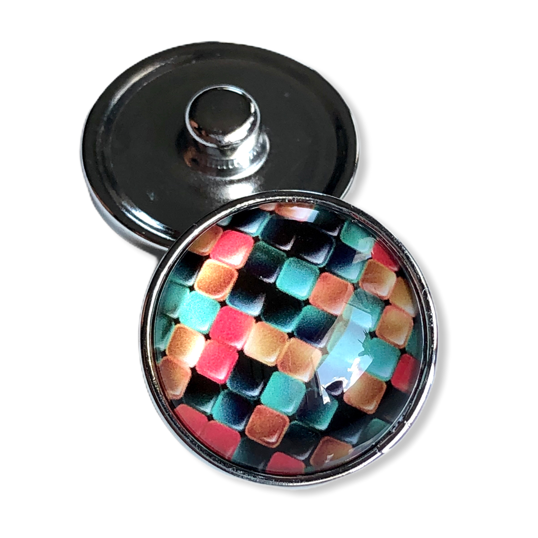 Metal hairpin click / chunk button 0145 - groen/zwart/oranje - buttons