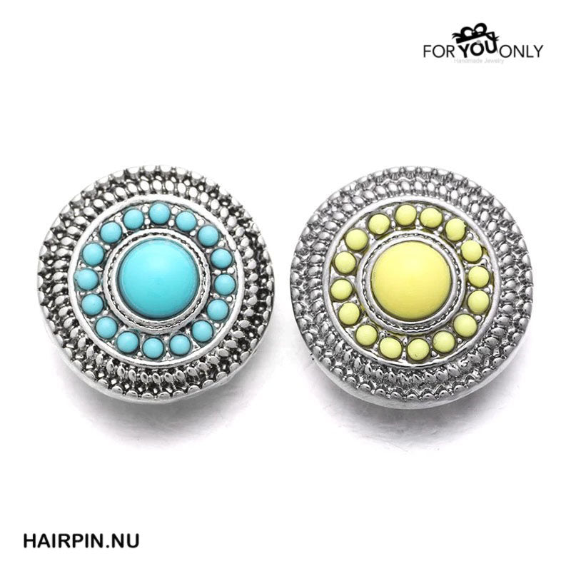 Metal hairpin click / chunk button 047 - turquoise - buttons