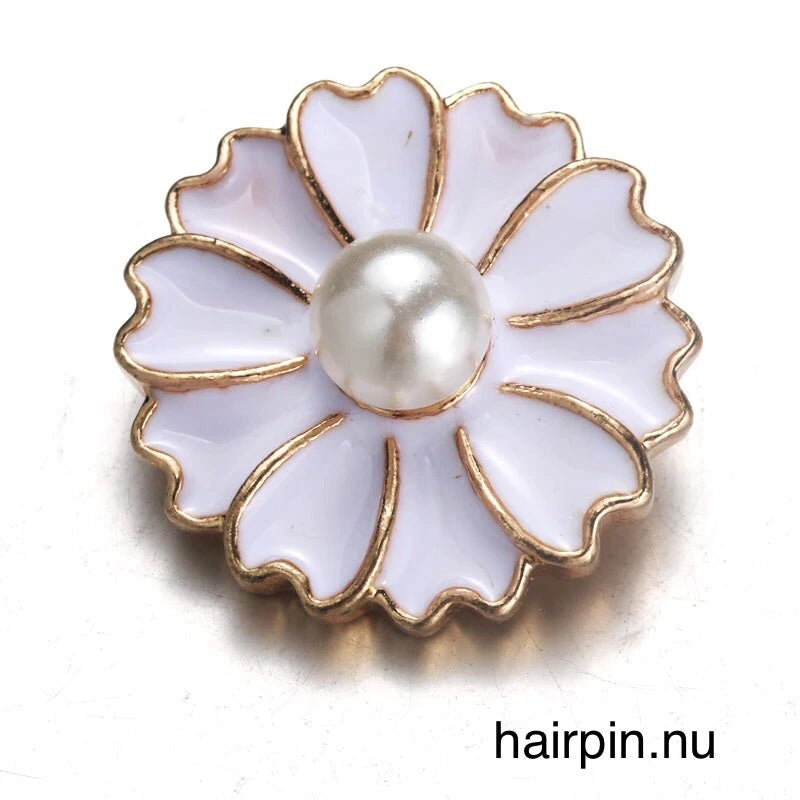 Metal hairpin click / chunk button 053 - wit - buttons