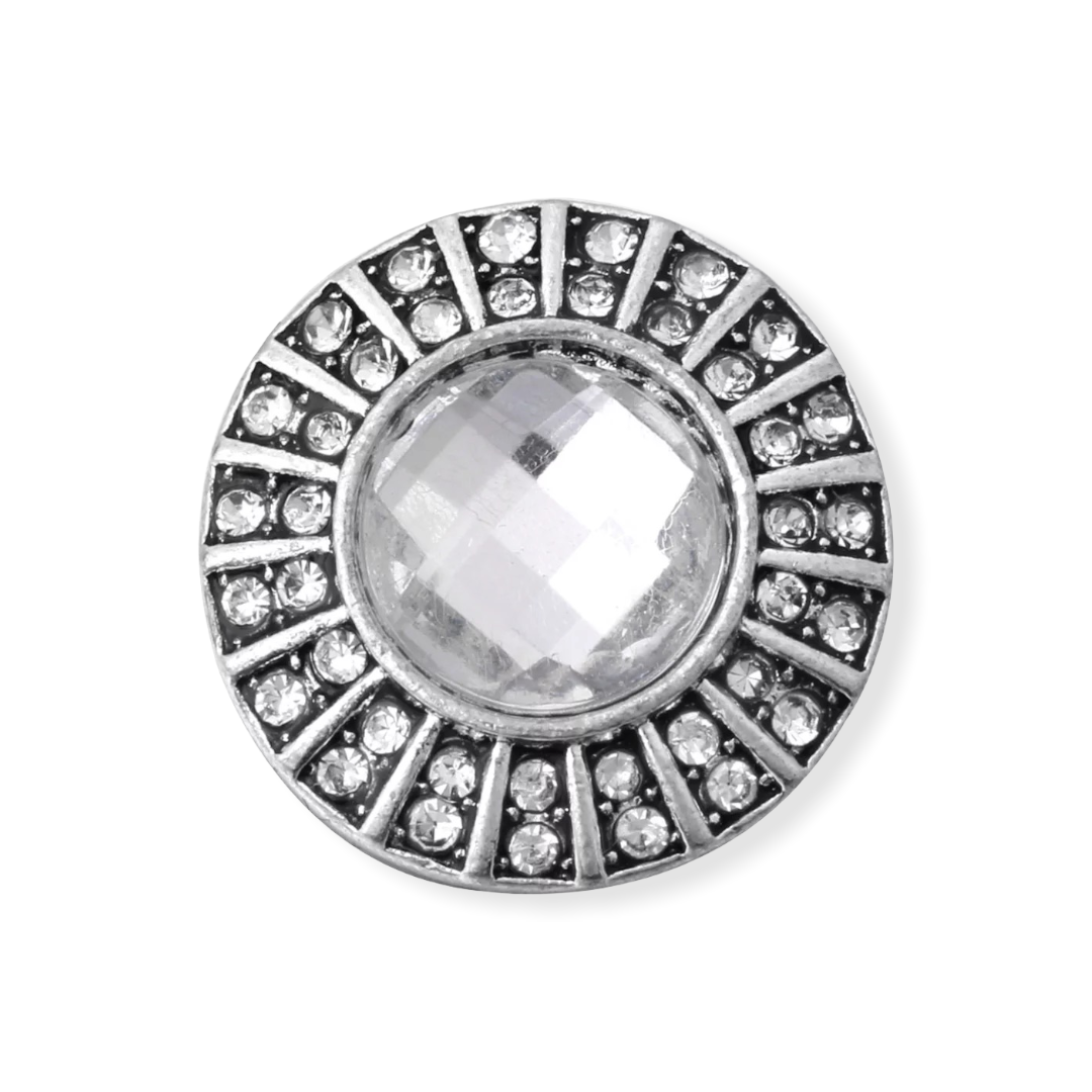 Metal hairpin click / chunk button 065. - wit - buttons