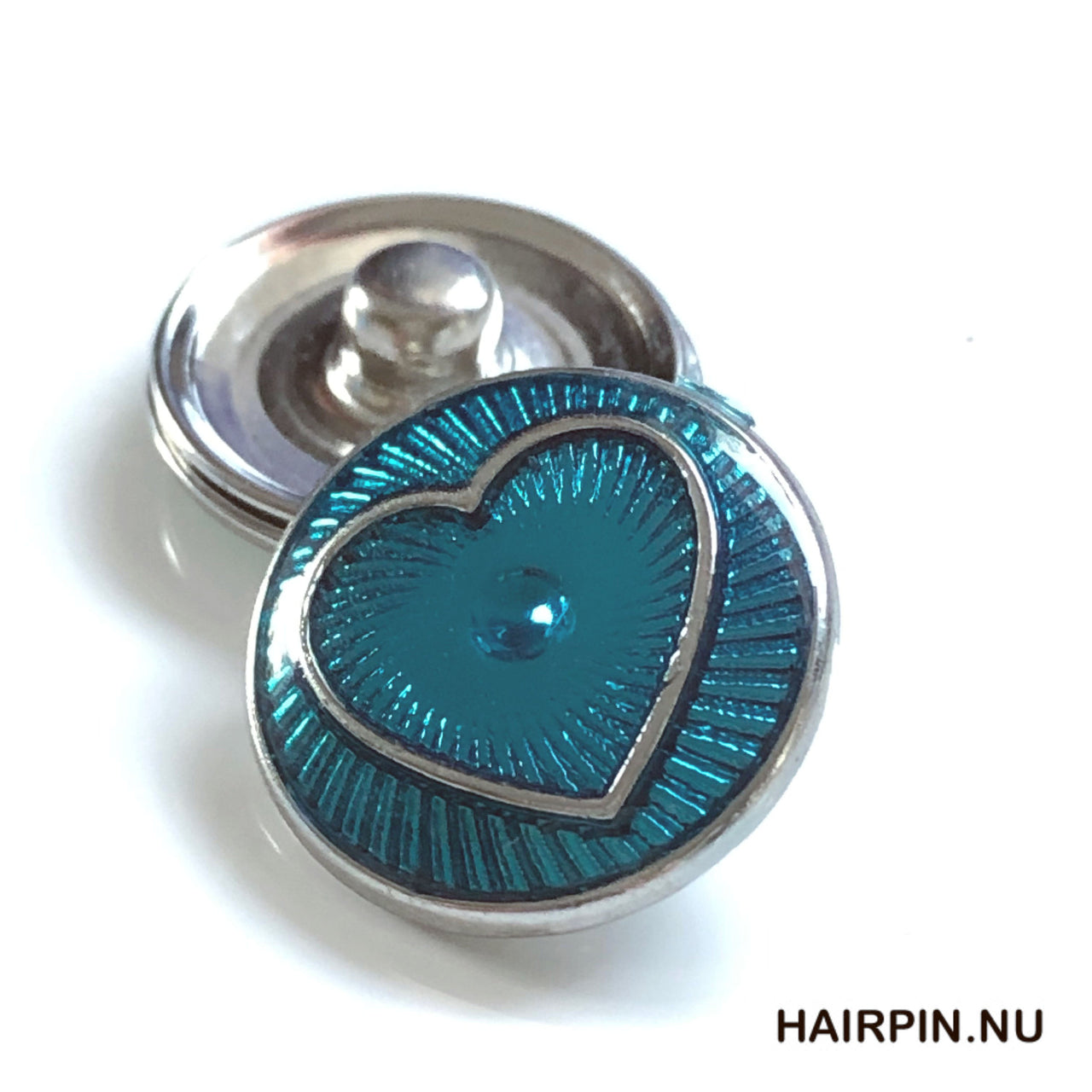 Metal hairpin click / chunk button 069 - turquoise - buttons